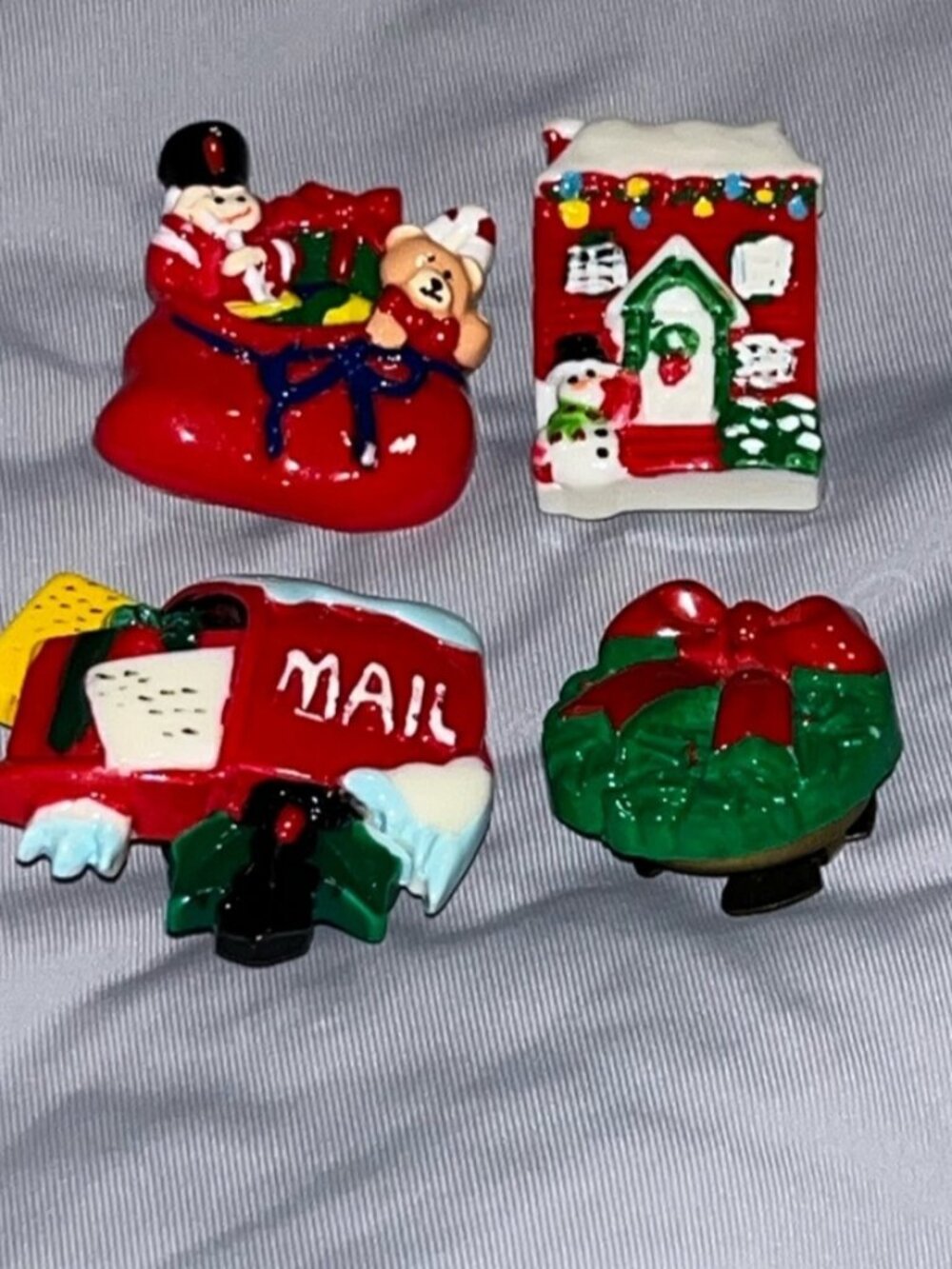 Festive Red and Green Holiday button cover Set
